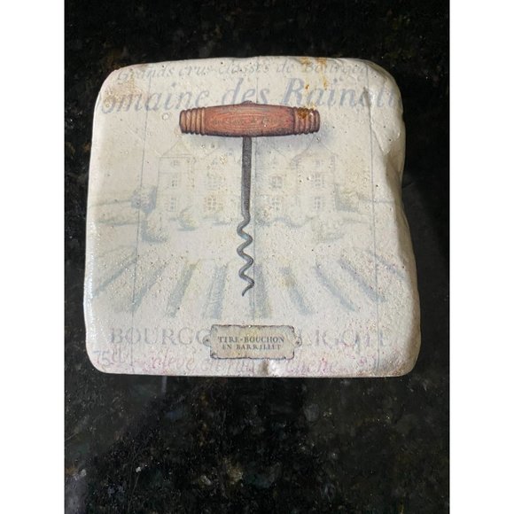 Stone and Cork 3" Vintage Look Wine Opener Coasters (Qty. 4) - Picture 4 of 8